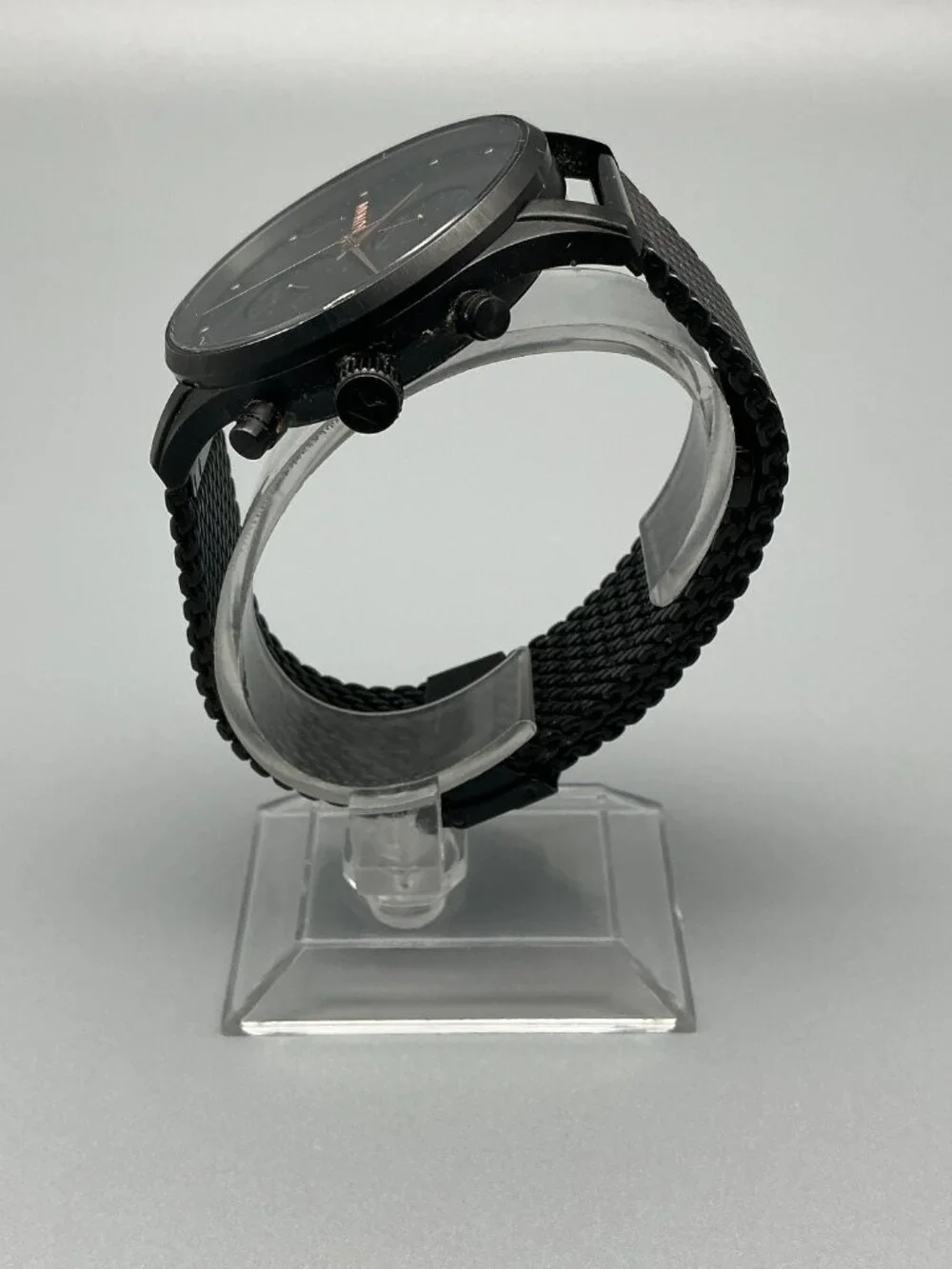 MVMT Voyager Black Rose Watch Men 42mm Dual Time Zone Mesh Band New Battery